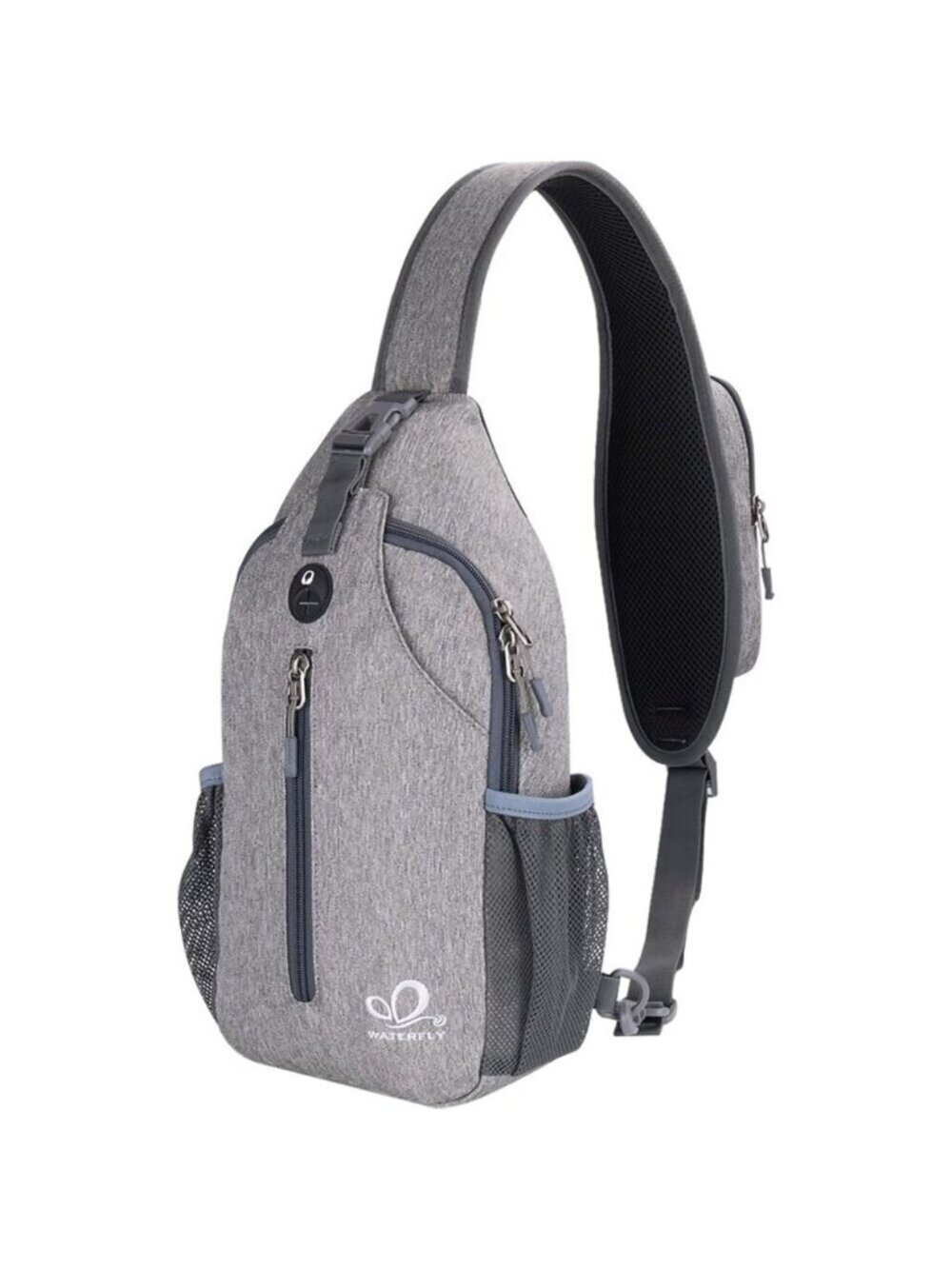 Waterfly Men Women Gray Crossbody Adjustable Strap Hiking Sling Backpack